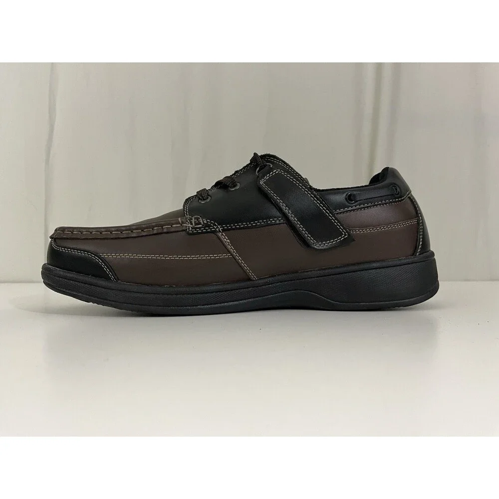 Orthofeet 422 Baton Rouge Mens Size 13 (E) Shoes Brown Black Leather Boat Loafer